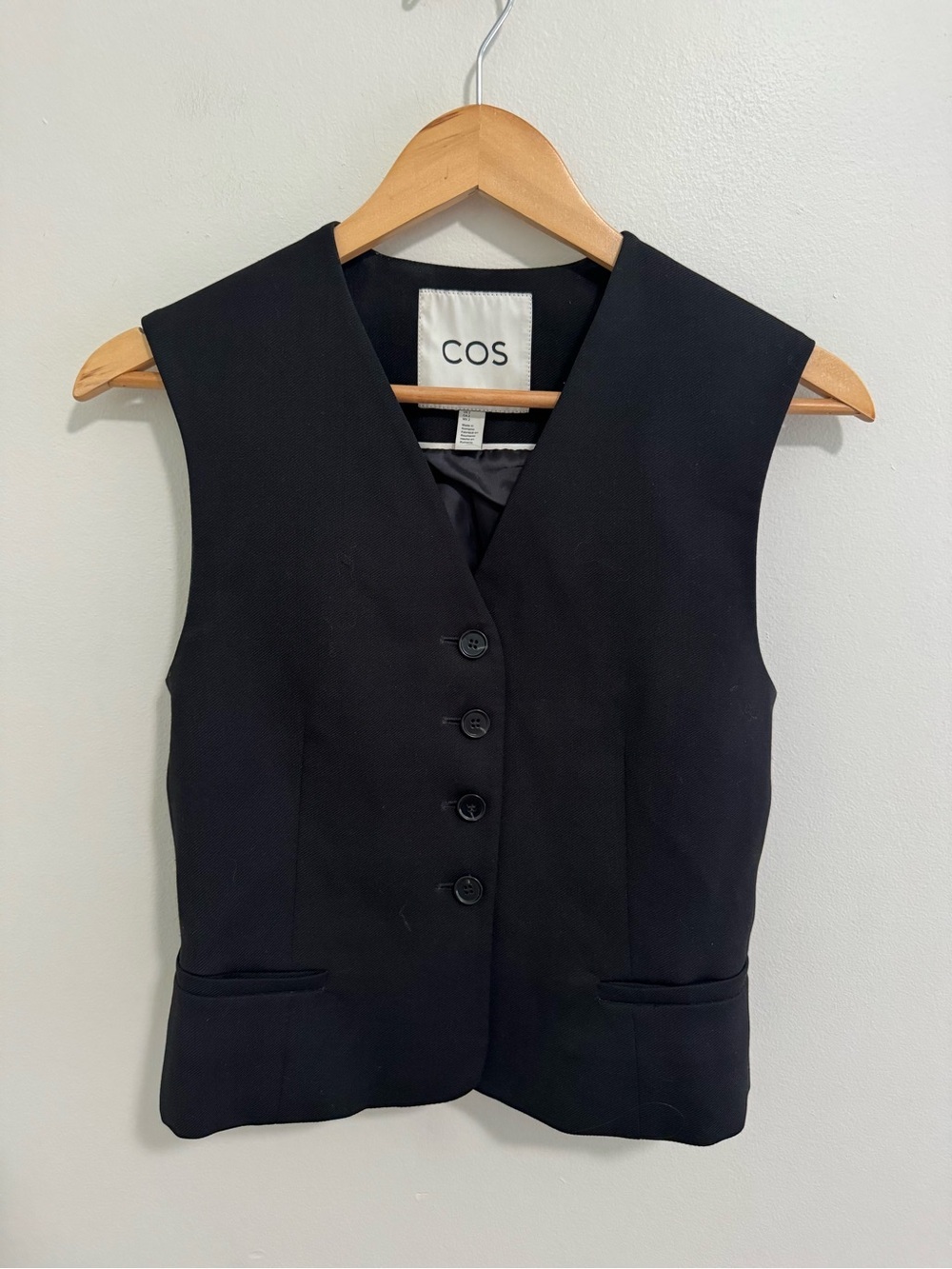 COS Black Wool Blend Vest